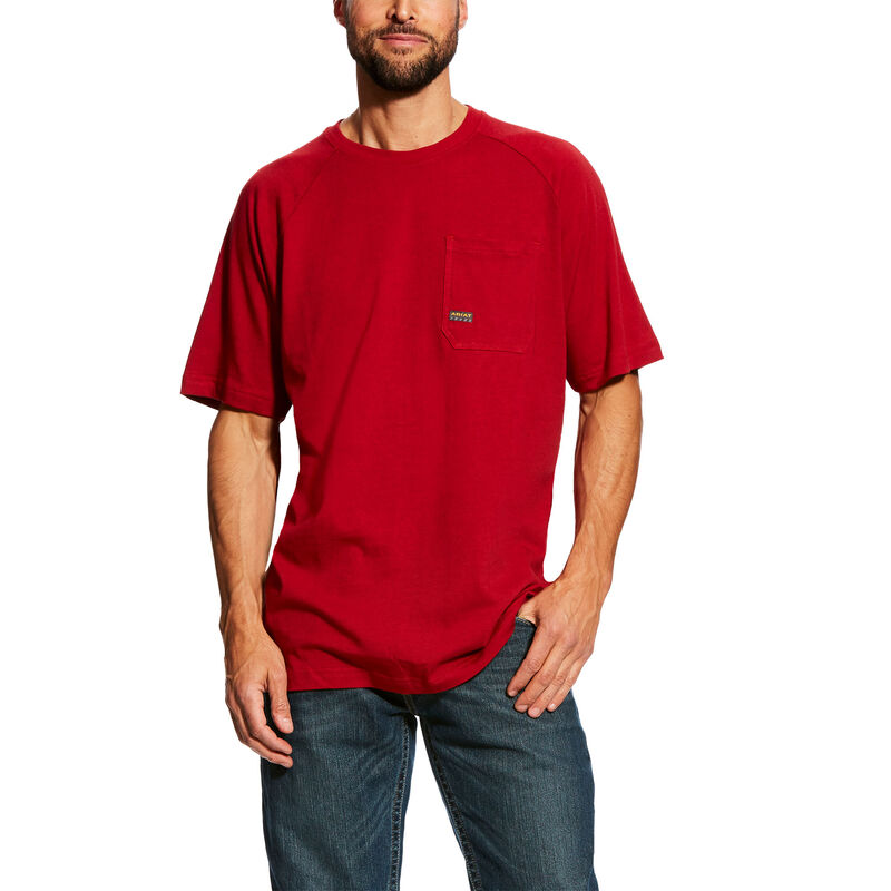 Ariat Work: Rebar Cotton Strong Camisetas Hombre - Rojas (NGBHV6807)